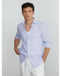 Reiss - Soft & Fine Stripe Linen Long-Sleeve Shirt Regular-Fit - Lyst