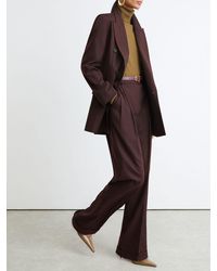 Reiss - Dark Aubergine Leisel Wool-Blend Wide-Leg Pleated Suit Trousers - Lyst