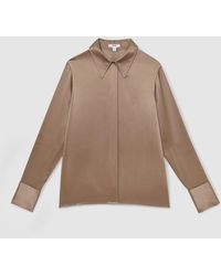 Reiss - Ameira Silk-Satin Concealed-Placket Shirt - Lyst