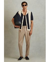 Reiss - Brighton - Soft Camel Brown Relaxed Drawstring Trousers With Turn-ups - Lyst