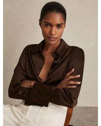 Reiss - Silk Double-Cuff Button-Through Shirt - Lyst