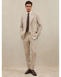 Reiss - Vermentino - Atelier Oatmeal Brown Atelier Wool Pinstripe Suit Trousers Tailored-fit, 34w X 31l (uk 34 R) - Lyst