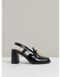Reiss - Patent Leather Slingback Heeled Loafers - Lyst