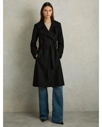 Reiss - Wool Blend Belted Double Breasted Coat With Cashmere - Lyst
