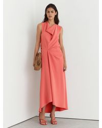Reiss - Drape-Detail Sleeveless Midi Dress - Lyst