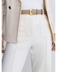Reiss - Belinda - Stone Croc-effect Leather Square-buckle Belt, Xs (us 2) - Lyst