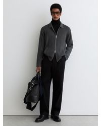 Reiss - Cassius - Charcoal Melange Wide-rib Zip-through Cardigan, M - Lyst