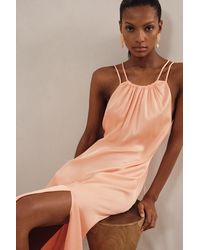 Reiss - Tallie Petite Satin Halterneck Maxi Dress - Lyst