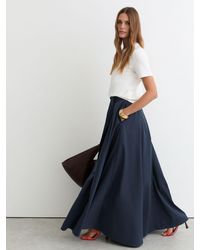 Reiss - Petite Cotton-Blend Pleated Maxi Skirt - Lyst