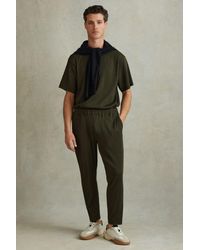 Reiss - Cyrus - Green Ribbed Elasticated Waist Trousers - Lyst