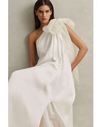 Reiss - Athena - Ivory One-shoulder Bow Maxi Dress - Lyst