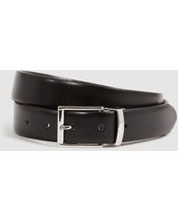 Reiss - Ricky - Black/dark Brown Reversible Leather Belt, 36 - Lyst