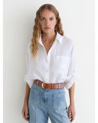 Reiss - Leather Rounded-Buckle Belt - Lyst