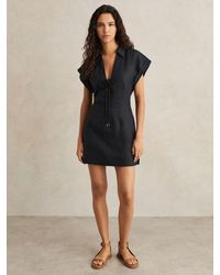 Reiss - Gwen - Navy Tie Front Beach Cover-up Dress, Us 4 - Lyst