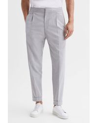 Reiss - Brighton - Grey Relaxed Pleated Tapered Trousers, 32 - Lyst