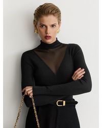 Reiss - Sheer-Panel Long-Sleeve Top - Lyst