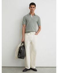 Reiss - Textured-Knit Half-Button Polo Shirt - Lyst