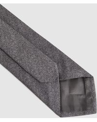 Reiss - Cres - Grey Melange Brushed Cotton Herringbone Tie - Lyst