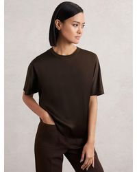 Reiss - Lena - Chocolate Brown Silk Short-sleeve Top, Us 4 - Lyst