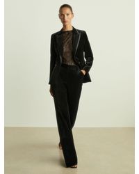 Reiss - Parisa - Black Petite Velvet Flared Suit Trousers - Lyst