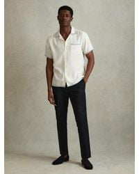 Reiss - Ecru & Soft Contrast Trim Cuban Collar Shirt - Lyst