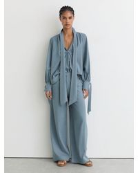 Reiss - Denim-Look Wide-Leg Trousers - Lyst