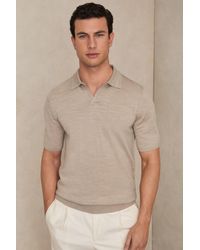 Reiss - Merino Wool Open Collar Polo Shirt - Lyst