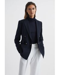 Reiss - Larsson - Navy Larsson Double Breasted Twill Blazer - Lyst