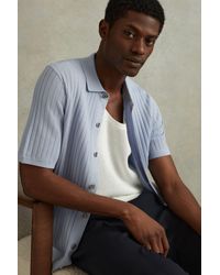 Reiss - Murray - Soft Blue Textured Knitted Shirt - Lyst