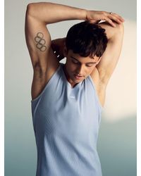 Reiss - Horizon - Soft Blue | Tom Daley Cotton Lover Vest With Stretch, X-large - Lyst