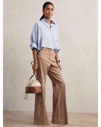 Reiss - Linen Oversize Cropped Shirt - Lyst