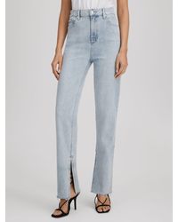 PAIGE - Straight Leg Split Hem Jeans - Lyst