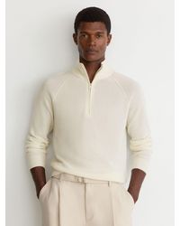 Reiss - Textured-Knit Funnel-Neck Half-Zip Jumper With Wool - Lyst