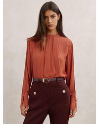 Reiss - Drape-Detail Asymmetric Blouse - Lyst