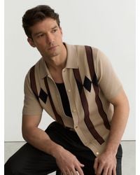 Reiss - Argyle-Knit Press-Stud Polo Shirt - Lyst