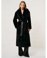 Reiss - Shearling Belted Coat - Lyst