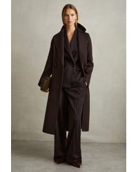 Reiss - Lucia Chocolate Petite Wool Blend Double Breasted Blindseam Coat - Lyst