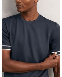 Reiss - Oscar - Airforce Blue Textured Crew-neck Tipped T-shirt, Medium - Lyst