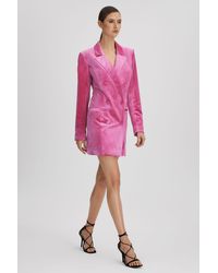 GOOD AMERICAN - Good Love Potion Pink Good Velvet Blazer Mini Dress - Lyst