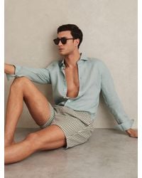 Reiss - Sage & Seersucker Stripe Swim Shorts - Lyst
