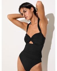 Reiss - Marta - Black Cut-out Halter-neck Swimsuit, Us 6 - Lyst