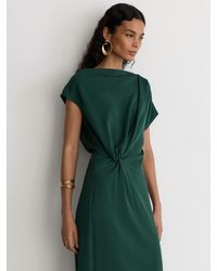 Reiss - Off-Shoulder Tuck-Detail Midi Dress - Lyst