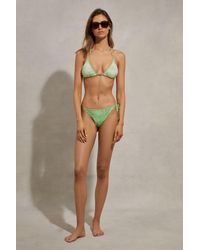 Reiss - Thia - Green/cream Palm Tree Print Bikini Bottoms - Lyst