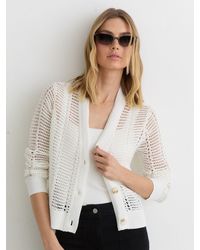 Reiss - Open-Knit Button-Through Cardigan - Lyst