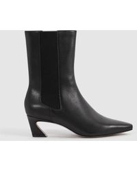 Reiss - Mina - Black Leather Kitten Heel Chelsea Boots, Uk 7 Eu 40 - Lyst