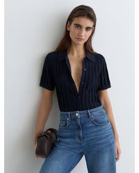 Reiss - Stitch-Detail Short-Sleeve Knitted Shirt - Lyst