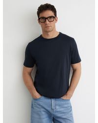 Reiss - Count - Navy Air-water Cotton Tailored-fit T-shirt, Xs - Lyst