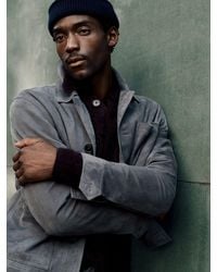 Reiss - Suede Button-Through Trucker Jacket - Lyst