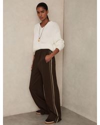 Reiss - Robyn - Chocolate Brown Side-stripe Wide-leg Trousers, Us 6 L - Lyst