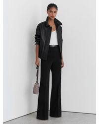 Reiss - Petite Leather High-Rise Flared Trousers - Lyst